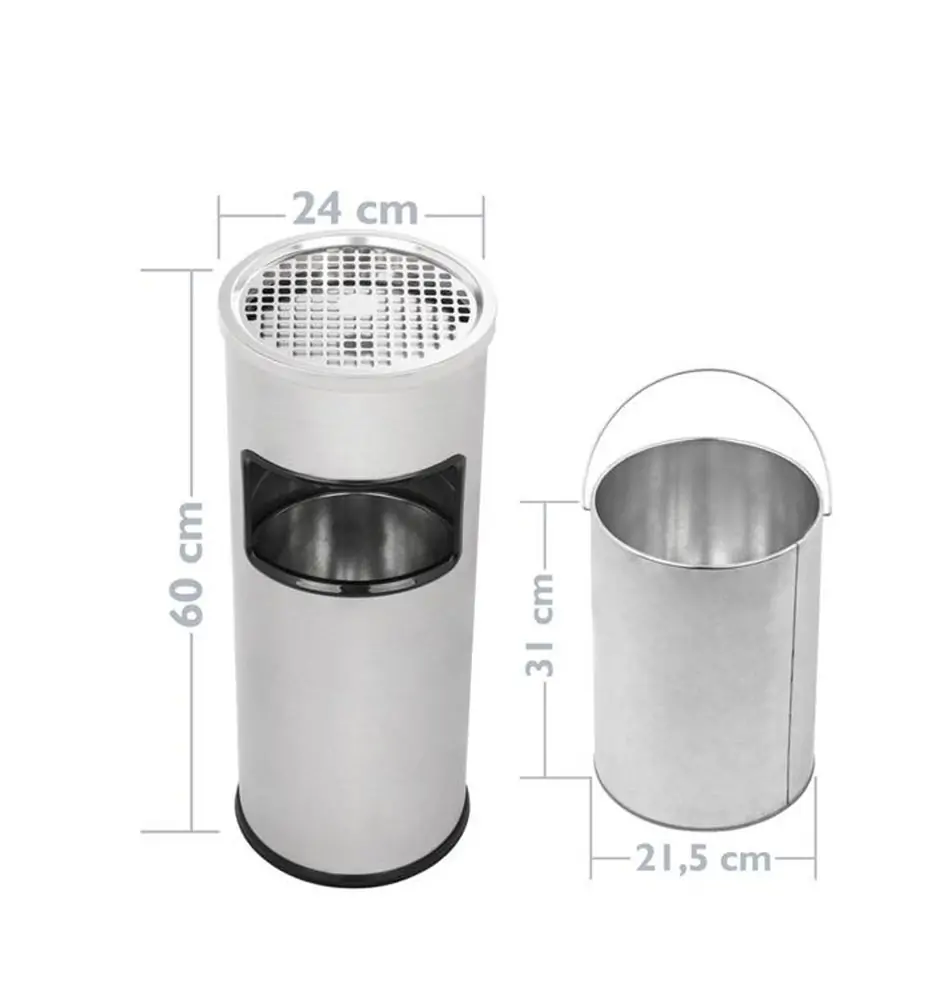 Stainless Dustbin with Ashtray